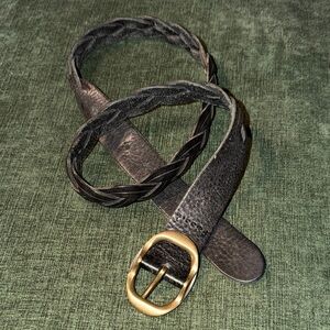 Fossil black braided belt leather 42"
